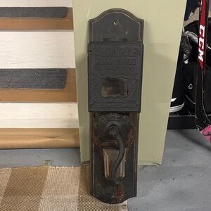 Vintage Black and Brown Wall-Mounted Coffee Grinder